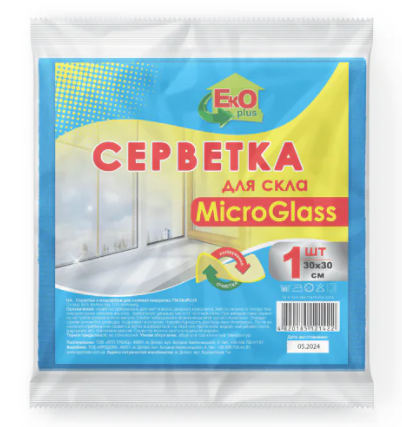 Мікрофібра для скла 1шт ТМ EKO+ 30*30
